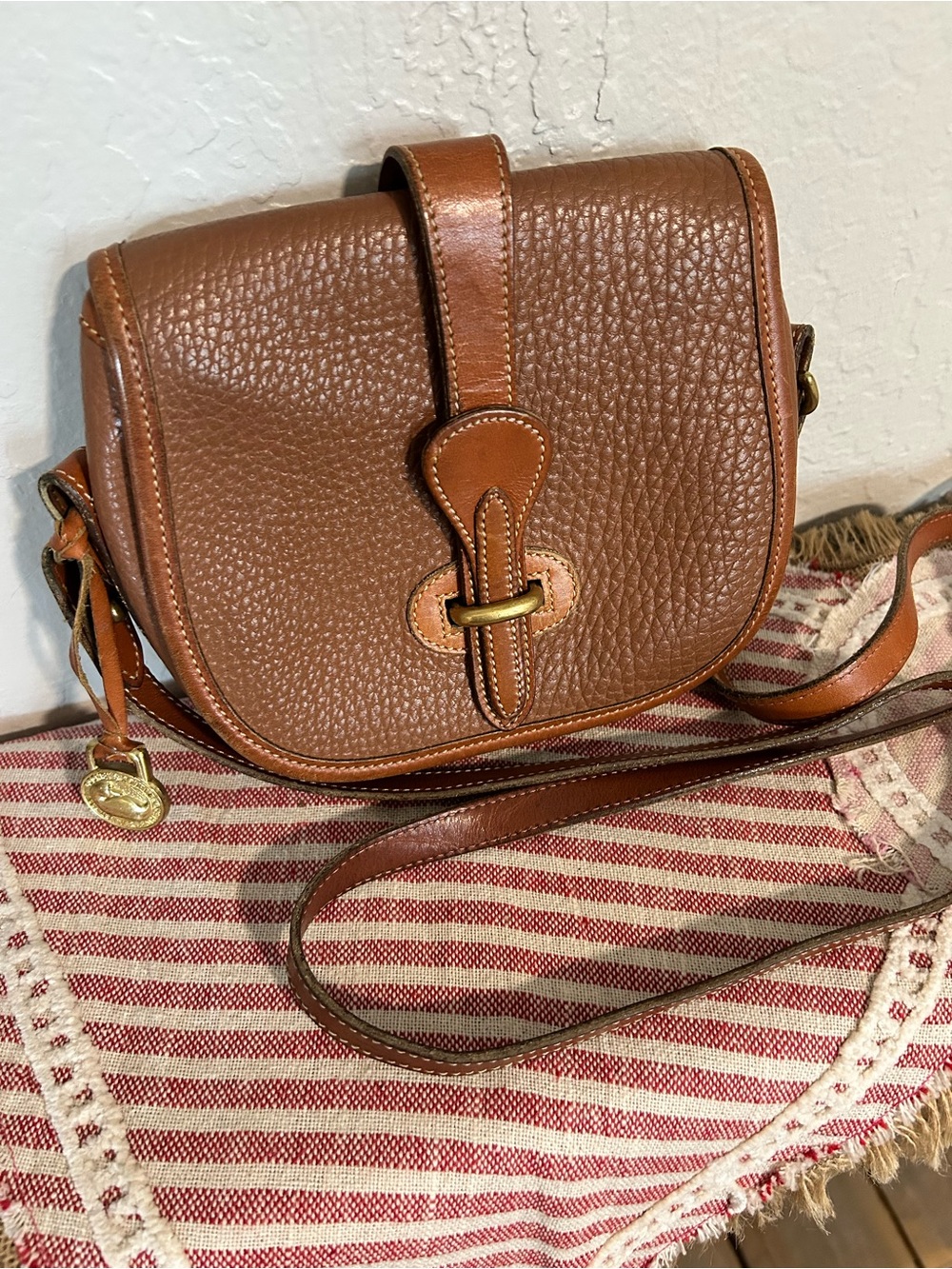 vintage Dooney & Bourke R51 Marble Crossbody Bag, Equestrian Tack Bag Collection